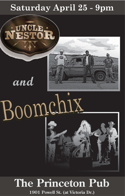 Poster for Boomchix and Uncle Nestor at the Princeton Pub April 2009