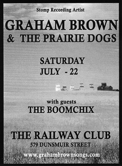 Poster for Graham Brown and Boomchix at The Railway Club July 22, 2006
